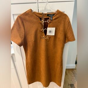 Ellen Tracy faux suede mini dress with horsebit buckles ,
NWT Sz M